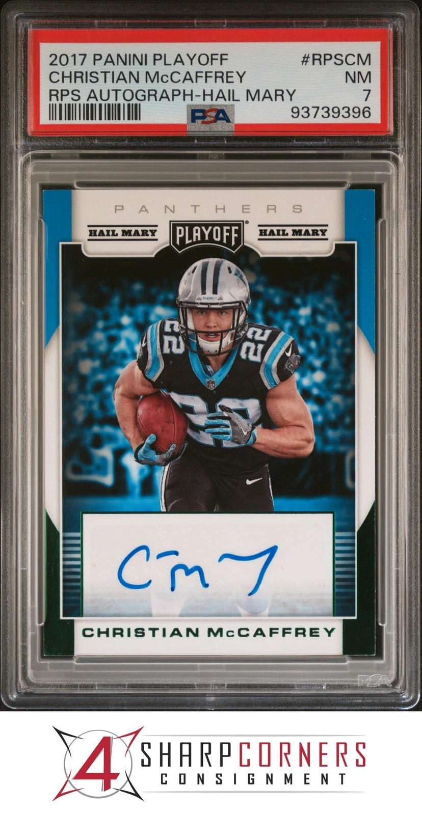 Christian McCaffrey Panini Playoff Rps Autograph #RPSCM Hail Mary