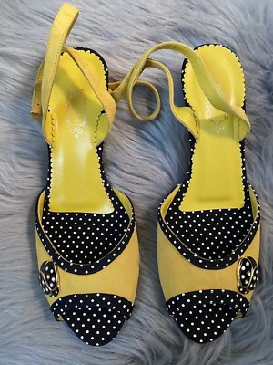 Lulu Guinness Leather Polka Dot Peep Toe Ankle Strap Ladybug Pumps 37.5 6.5
