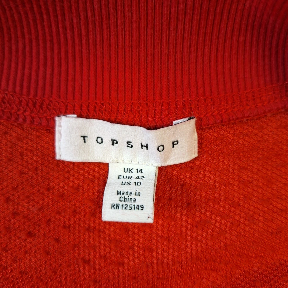 Женская флисовая толстовка Topshop на молнии красный плюшевый медведь размер 10 с длинным рукавом - Изображение 4 из 4