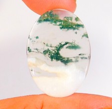 13 Cts Natural Green Moss Agate Oval Cabochon Loose Gemstone 27x19x3 mm CG 073