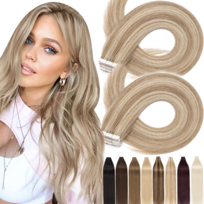 Balayage Thick Tape In Remy Russian Human Hair Extensions Full Head 120G 80PCS H