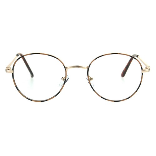 Clear Lens Eyeglasses Vintage Fashion Round Oval Metal UV400 Gold Black Brown