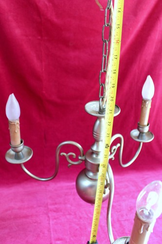 AN ORIGINAL PETITE FRENCH FLEMISH CHANDELIER 3 LIGHTS SILVER COLOR COMPLETE - Picture 6 of 8