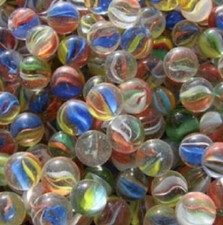 Pack of 25 Cat's Eye 12mm 1/2 inch PeeWee Glass Marbles Multi Colors Cats Eye