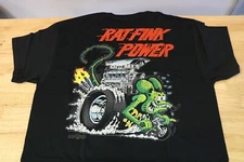 Men's Ed Big Daddy Roth Rat Fink Power Hot Rod Engine Black Cotton T-Shirt M-3XL