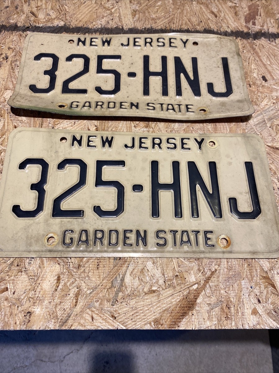 Vintage & Old New Jersey Yellow License Plate Pair Set 325HNJ