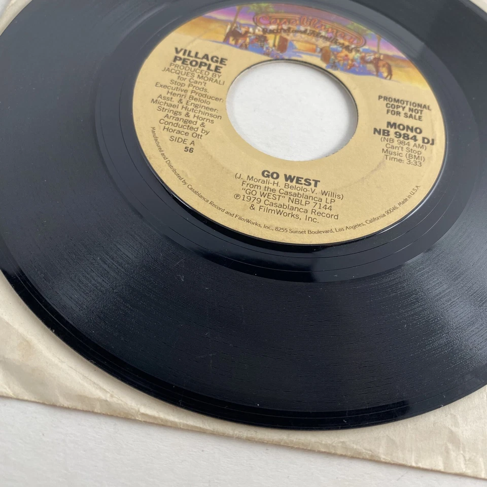 Village People Go West 1979 Mono Promo Casablanca Records 45 RPM Vinyl NB 984 DJ Foto 2 de 4