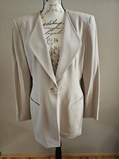 DANA BUCHMAN Women's Beige Wool Blend Classic Blazer Jacket