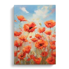 Poppy Field Gestural Art Canvas Wall Art Print Framed Picture Decor Living Room