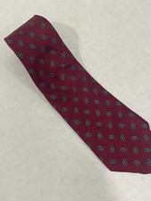 Robert Talbott Nordstrom, Burgundy / BLUE Geometric 100 silk hand made in Italy