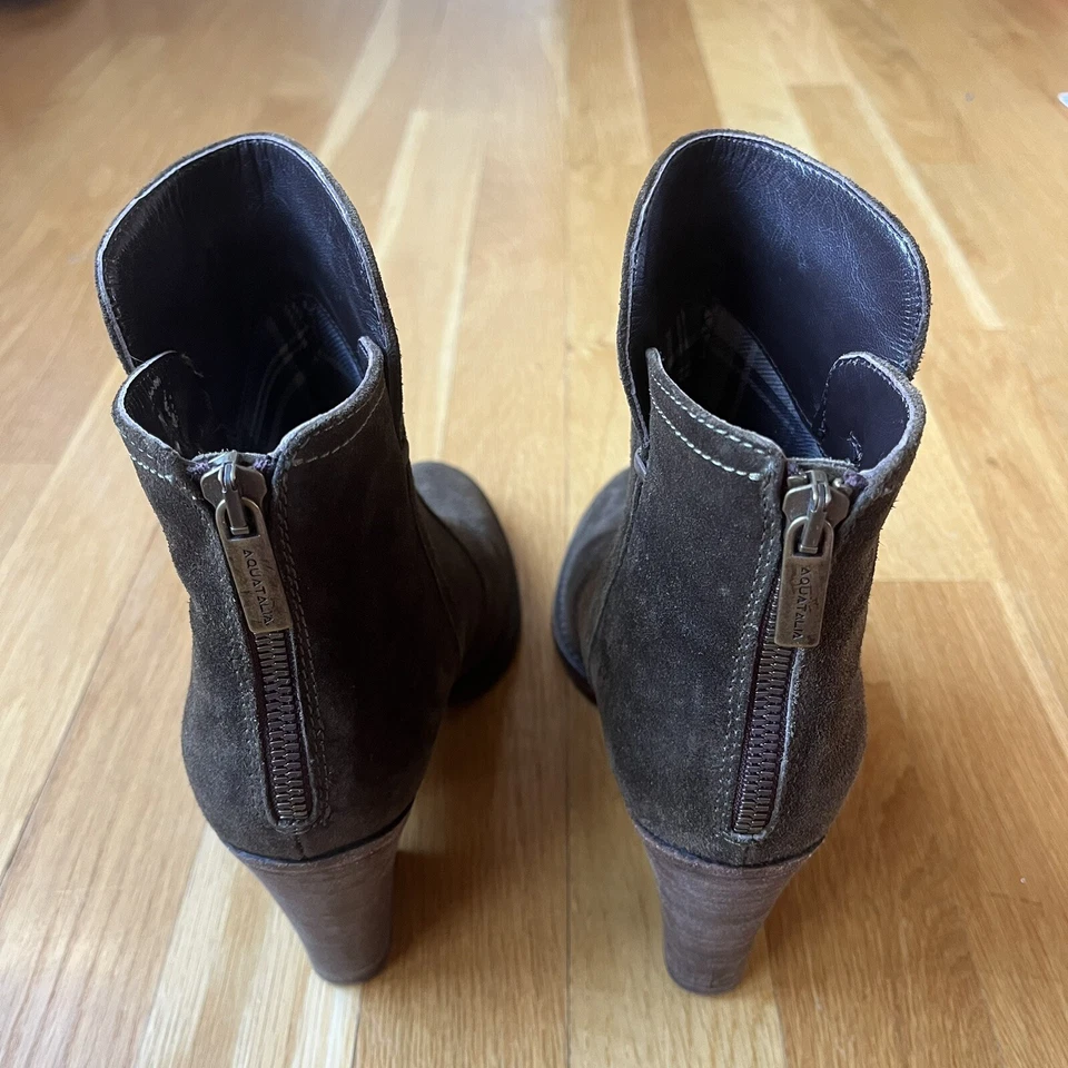 Aquatalia 6 зеленый замши кожаный ботильоны назад молнии блок каблук сделано в Италии - Изображение 4 из 4