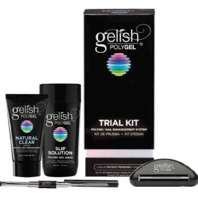 Gelish PolyGel Trial Kit-Natural Clear, Slip Solution, Tool, Tube Key NIB 2023