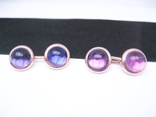 Antique Art Deco era CARTER GOUGH CO Solid 14K Gold & Amethyst Cufflinks Buttons