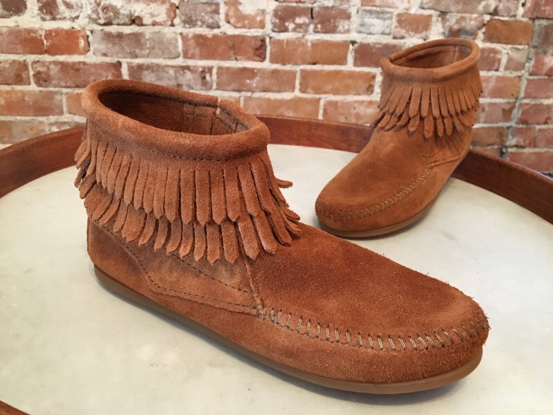Brown Toddler Minnetonka Double Fringe Boots Minnetonka Brown