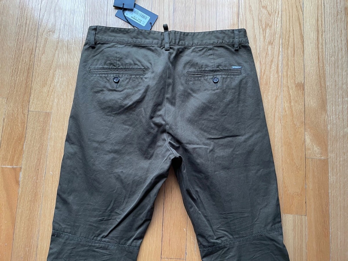 NEW AUTHENTIC DSQUARED2 PANTS WITH DENIM DETAIL KHAKI M NEW AUTHENTIC DSQUARED2 PANTS WITH DENIM DETAIL KHAKI M