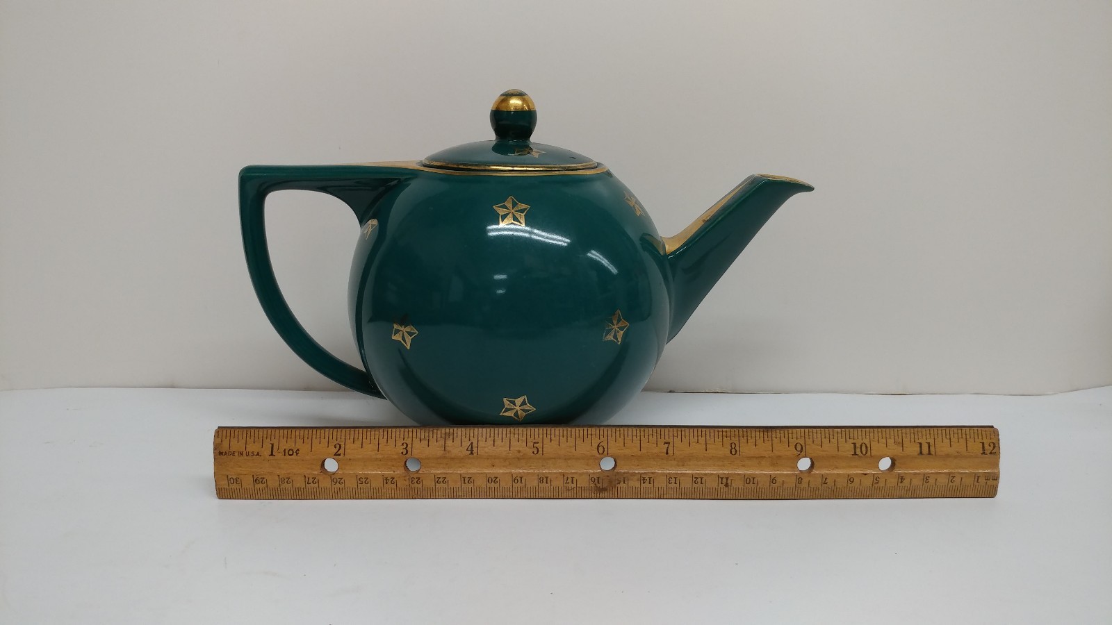 HALL 6 CUP GREEN AND GOLD TEAPOT eBay