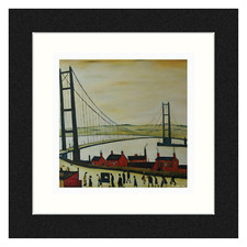 Humber Bridge Framed LS Lowry Style Print Hull Art Brand New 12" Square UK Made