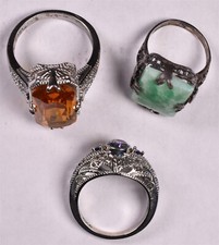 3 Vintage Sterling Filigree Rings