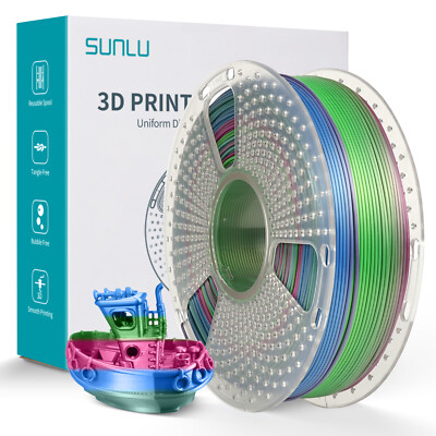 SUNLU 1.75mm PLA+ SILK Colorful Filament 1KG Spool Rainbow #06 8Meter/Color