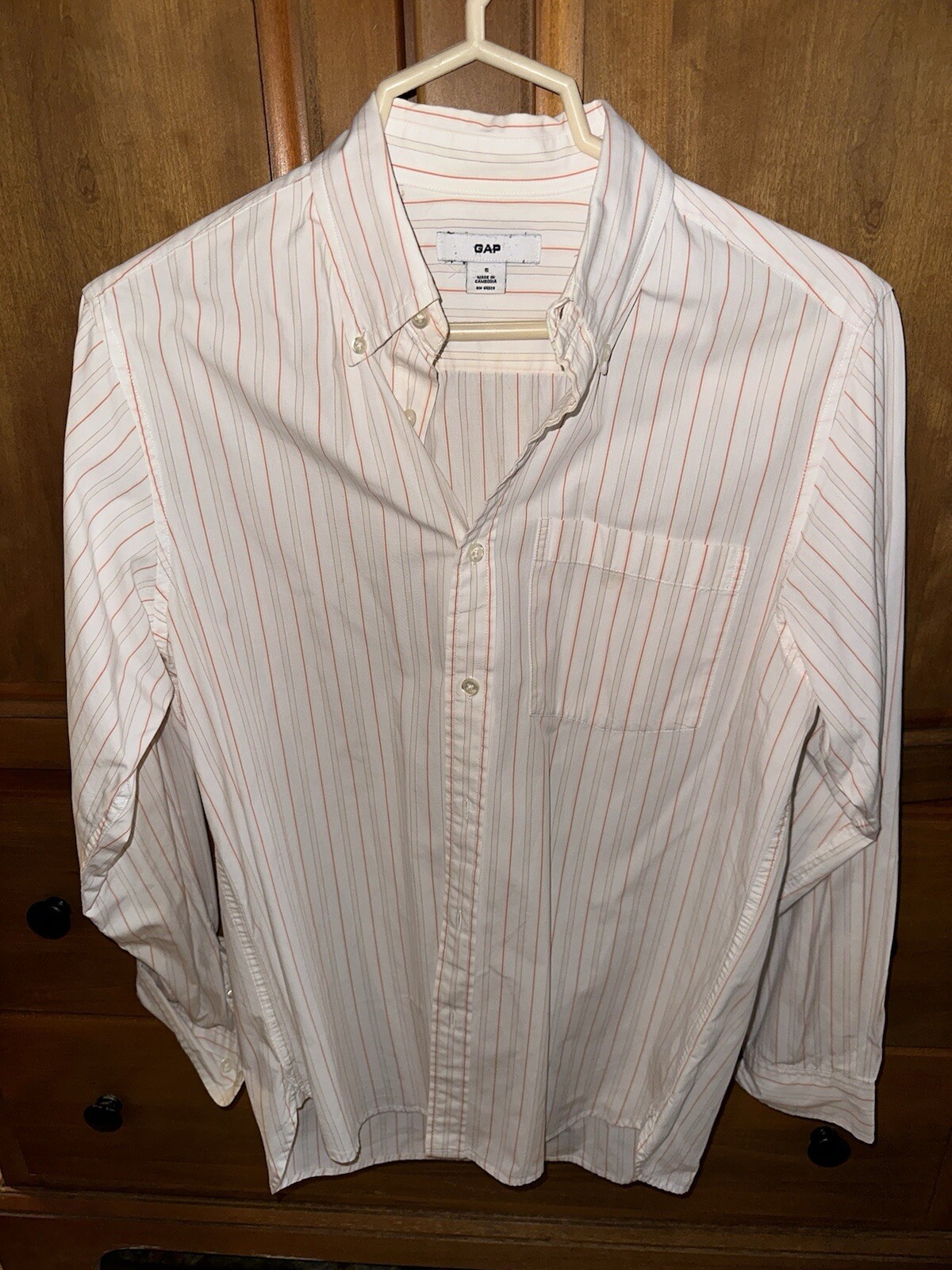 Gap Orange Striped Button Down - image 1