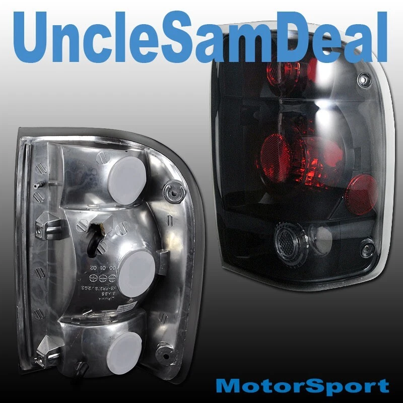 98-00 FORD RANGER ALTEZZA LENTE DE HUMO CARCASA NEGRA LUCES TRASERAS PAR AJUSTE DIRECTO Foto 2 de 2