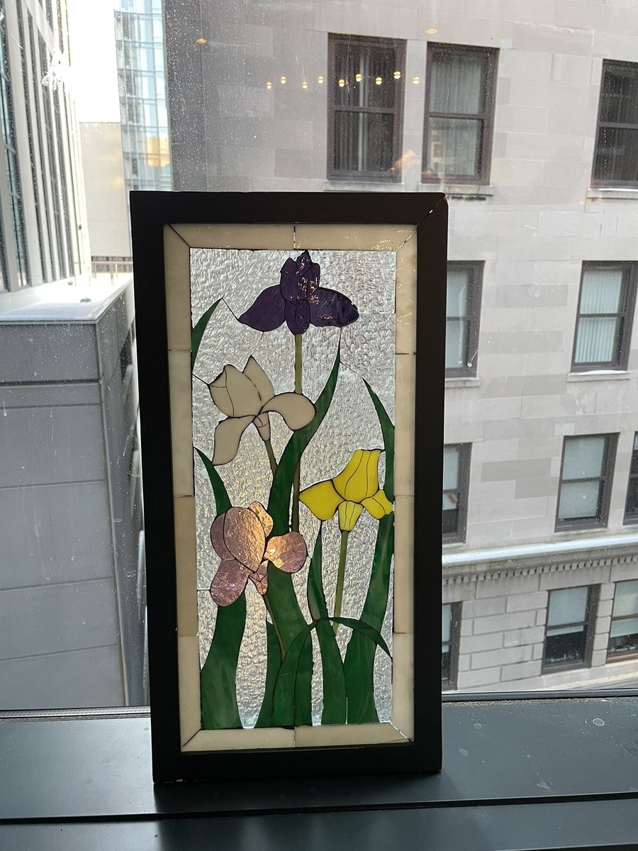 Stained Glass Window Art Iris Flower Nouveau Art Deco