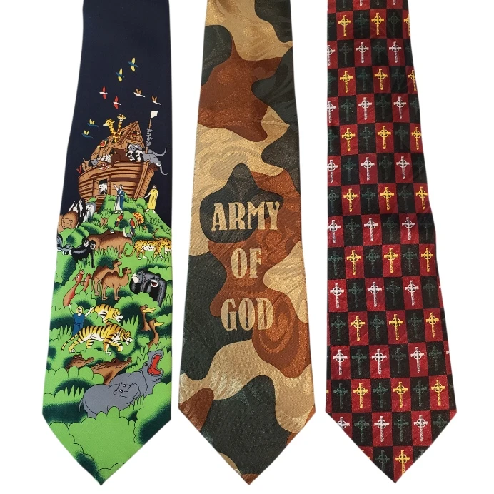 Religious Cross Noah's Ark Army of God Church Ties #3D - Lot of 3 Novelty SALE - Image 1 of 1