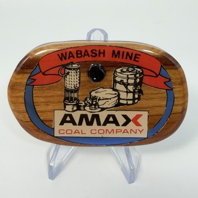 AMAX COAL COMPANY Mining Company Wood Inlaid W Real Coal WABASH MINE 3 1/2  X 2 