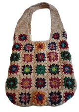 Granny Square Crochet Tote Bag Shoulder Purse Boho