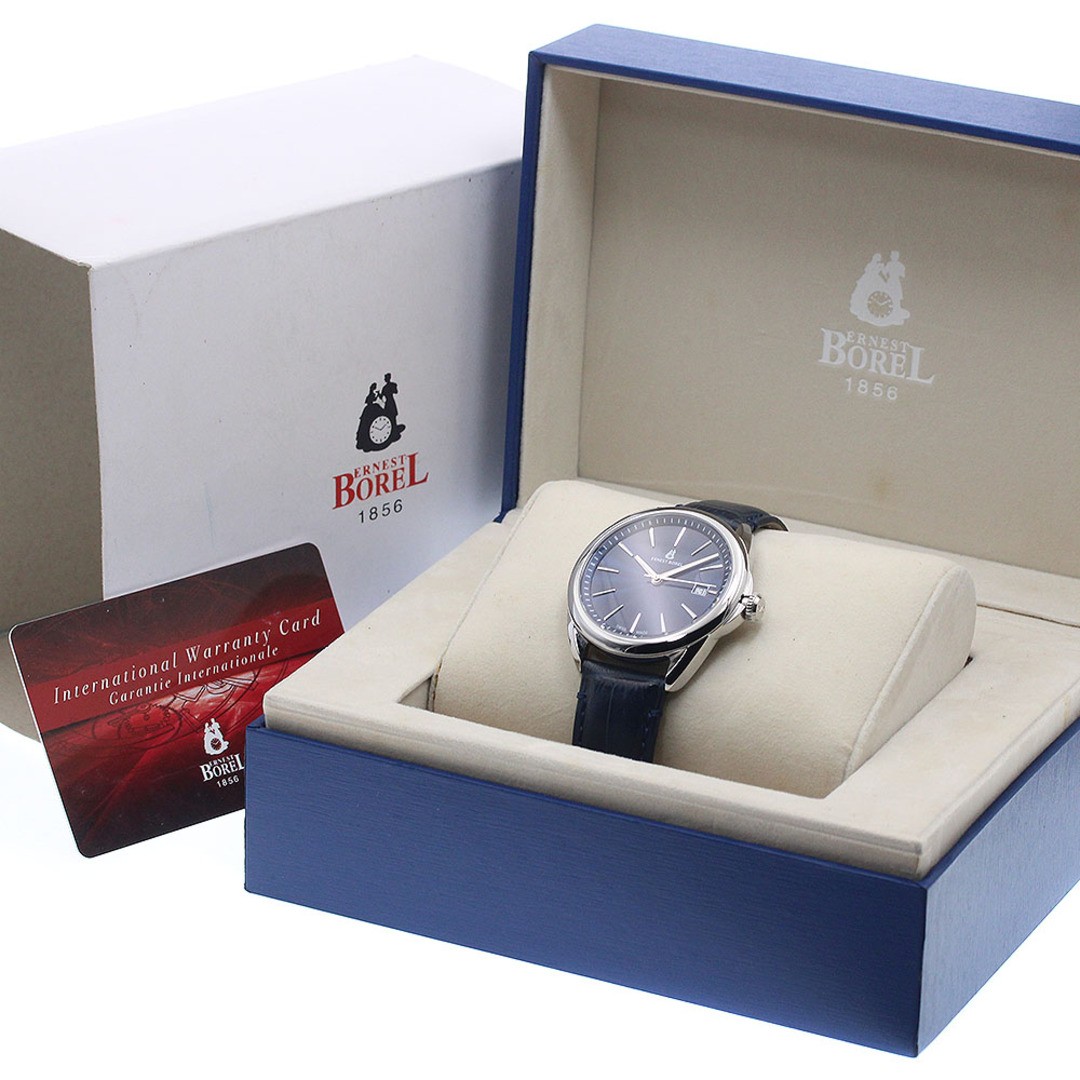 Ernest Borel Eternity Men's Automatic Watch Navy Dial Leather Stainless Used Fro image 2