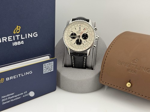 Breitling Navitimer Rattrapante B03 AB0311 45mm Silver Dial Steel Box Papers