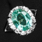 925 Sterling Silver Handmade Rings Mint Green Paraiba Tourmaline 2Ct Size 5.5