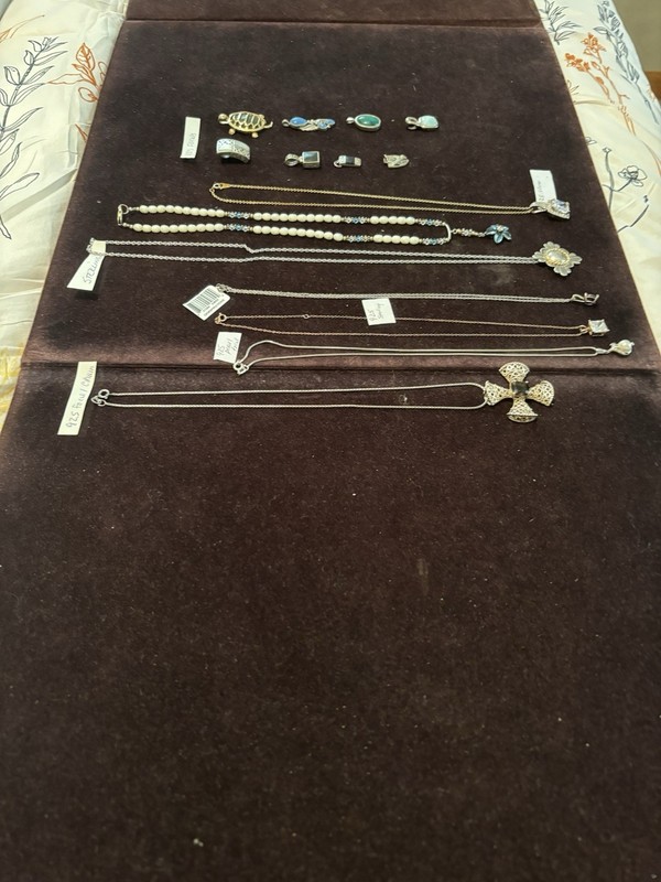 Lot A Of 925 Jewelry 7 Necklaces And 8 Focals Or Slides