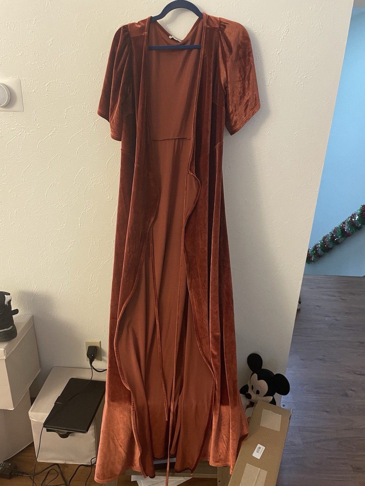 Baltic Born Rust Velvet Maxi Dress Women’s Size Large Short Sleeve Boho