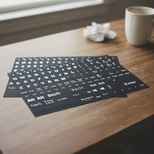 2PCS Large Letter English Keyboard Stickers, Full Size Vinyl QWERTY Replaceme...