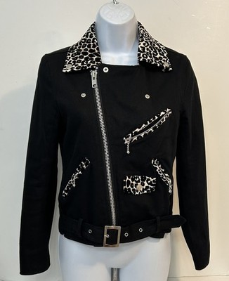 Hell Cat Punks Not Dead Original Black w/ Leopard Trim Lined Denim