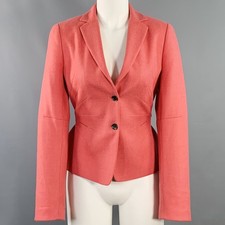 AKRIS PUNTO Size 8 Pink Wool Cashmere Twill Cinched Jacket Blazer
