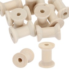 20Pcs Wooden Empty Spools 1.2" x 0.8" Sewing Thread Spool Wood Color