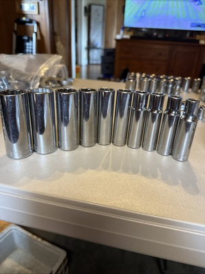 #ad Craftsman 1 2quot; Drive 10 Piece SAE Deep Socket Set CMMT 12 Point $49.99