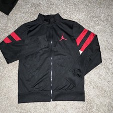 Boys Size Large Air Jordan Full Zip Athletic Track Jacket Black Red