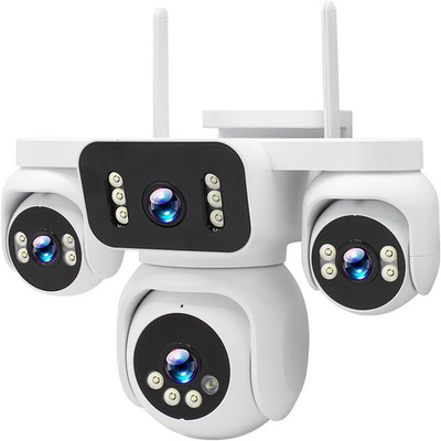 4-In-1 Wireless Outdoor Security Camera, Quad-View PTZ with 8MP HD, 16X Zoom, AI