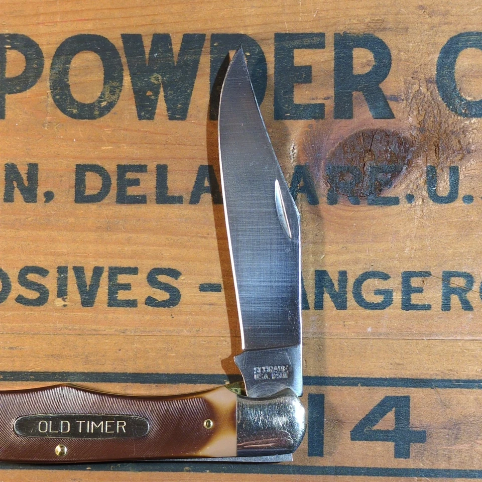 Cazador plegable vintage Schrade EE. UU. Old Timer 125OT Liner Lock con funda Foto 2 de 4