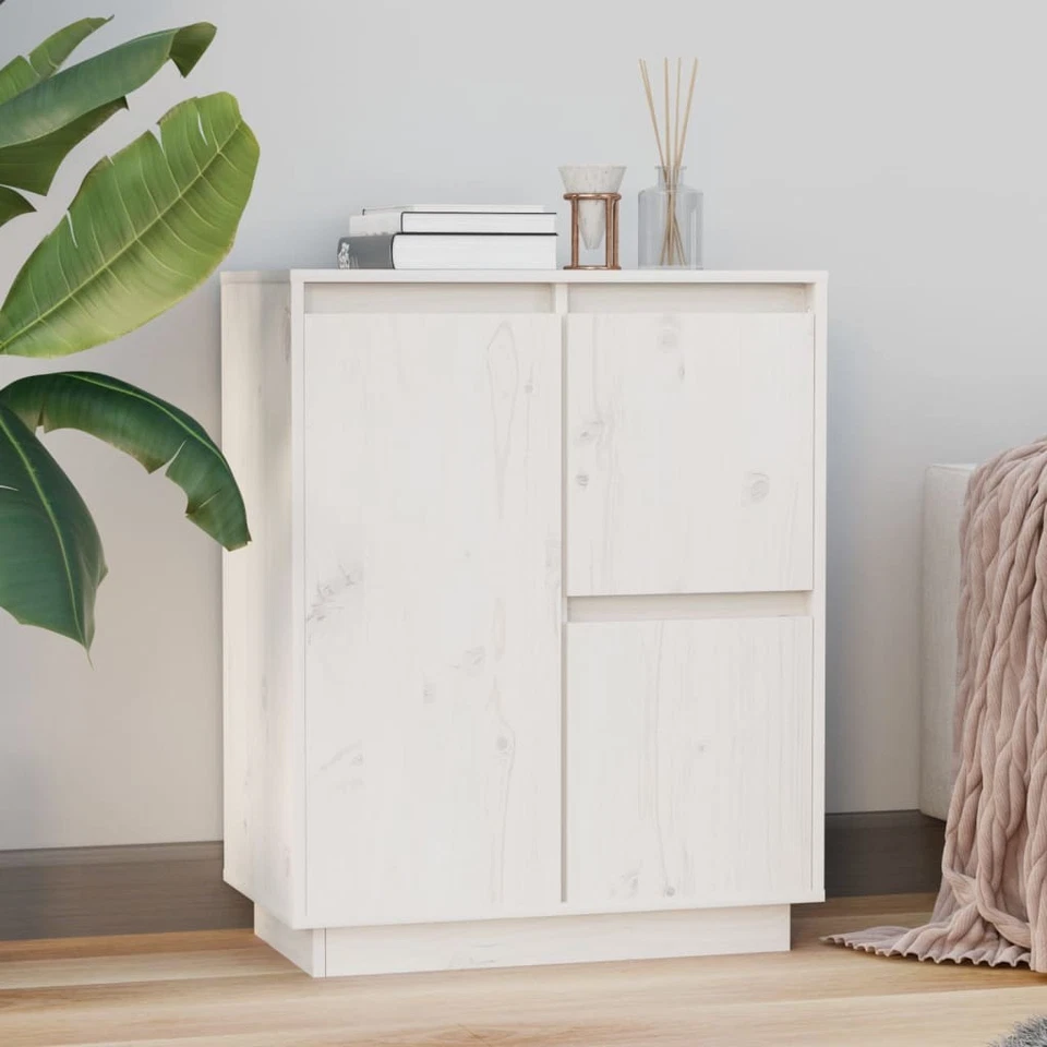 Buffet 60x34x75 cm Blanc Bois Massif de Pin Armoire de Rangement Salon vidaXL - Photo 1/1