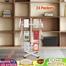 Greeting Card Rack 24 Pocket White Retail Display 5" x 7" Cards Sign Holder