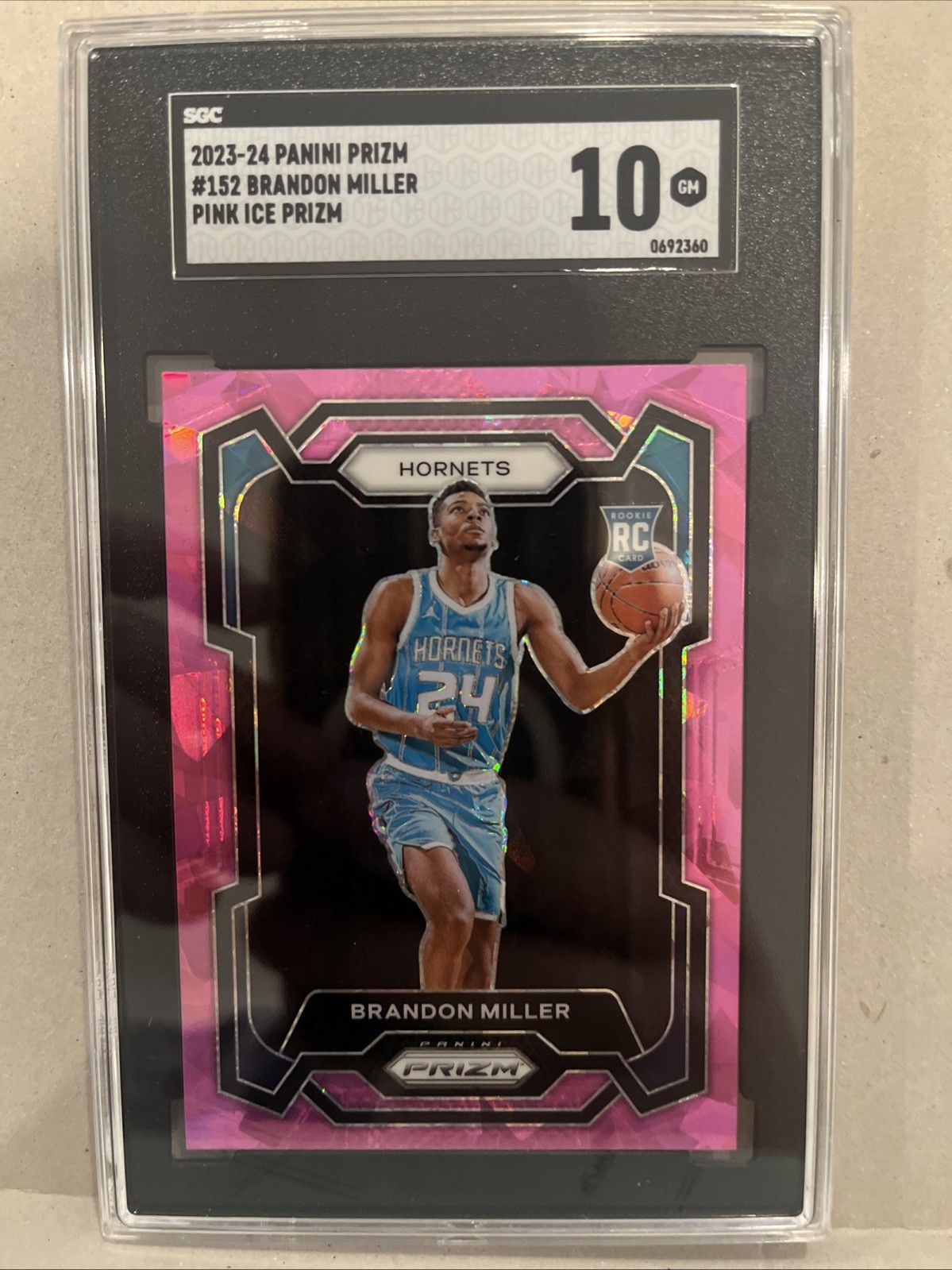 2023-24 Panini Prizm - Brandon Miller #152 Pink Ice Rookie RC SGC 10 Gem Mint