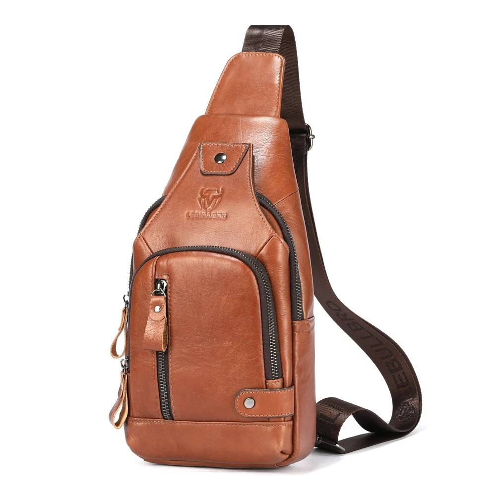 Men Chest bag Sling Backpack Crossbody Bag Shoulder Bag 100% Genuine Leather AA