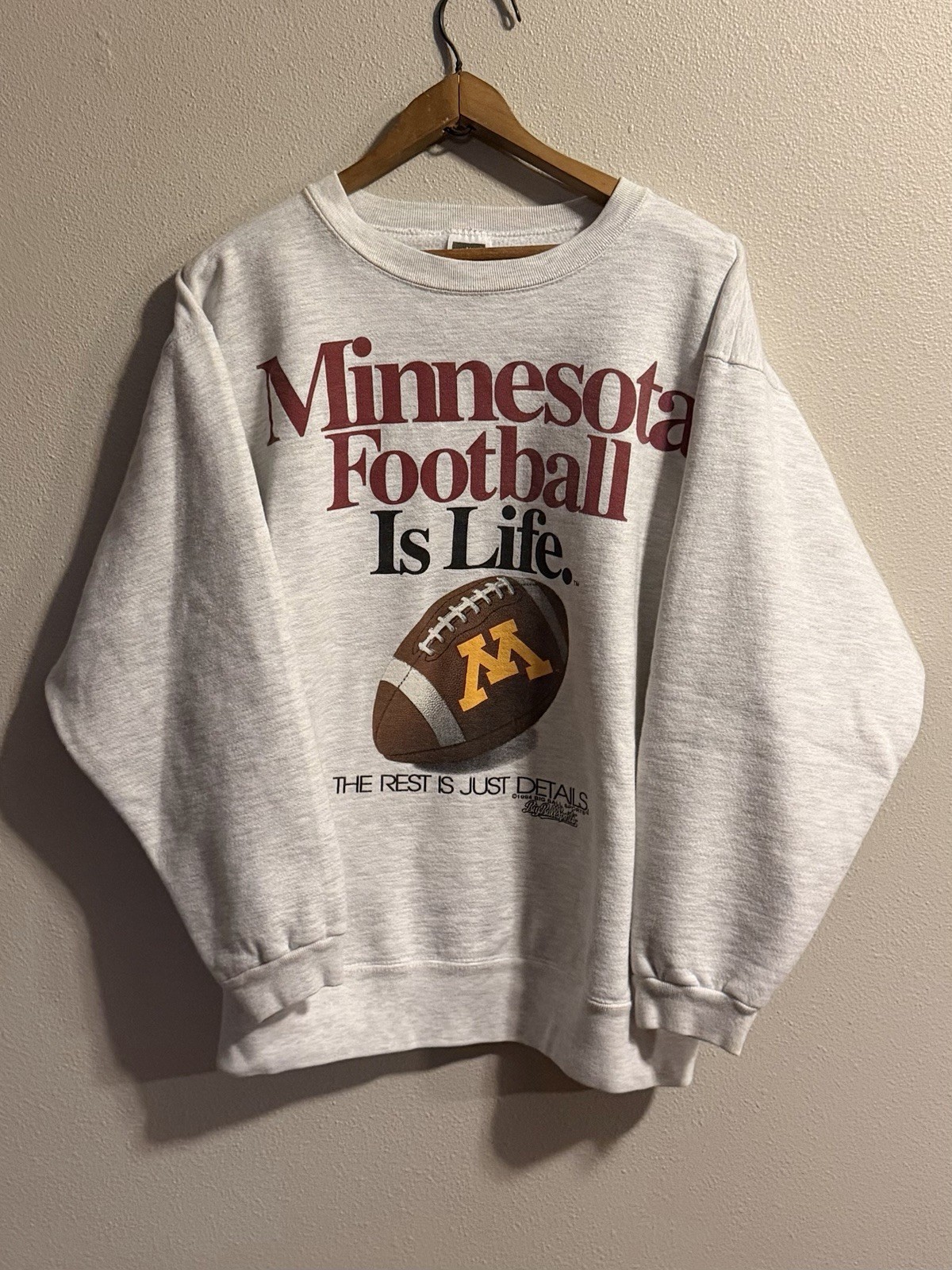 Vintage 90s 1994 Minnesota Gophers Football Is Life Crewneck Sweatshirt Large