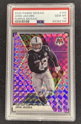 2020 Panini Mosaic Josh Jacobs #104 Mosaic Purple Prizm /49