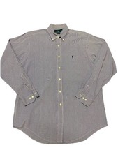 RALPH LAUREN BLUE WHITE PLAID YARMOUTH LONG SLEEVE BUTTON DOWN SHIRT SZ 16 34/35