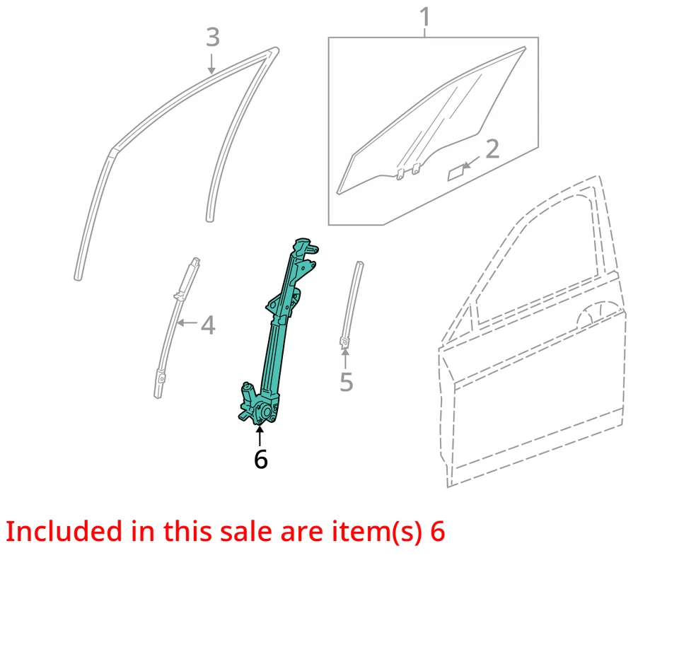 10 11 12 13 14 15 HONDA CROSSTOUR Front Door Regulator Left — 第 3/4 张图片